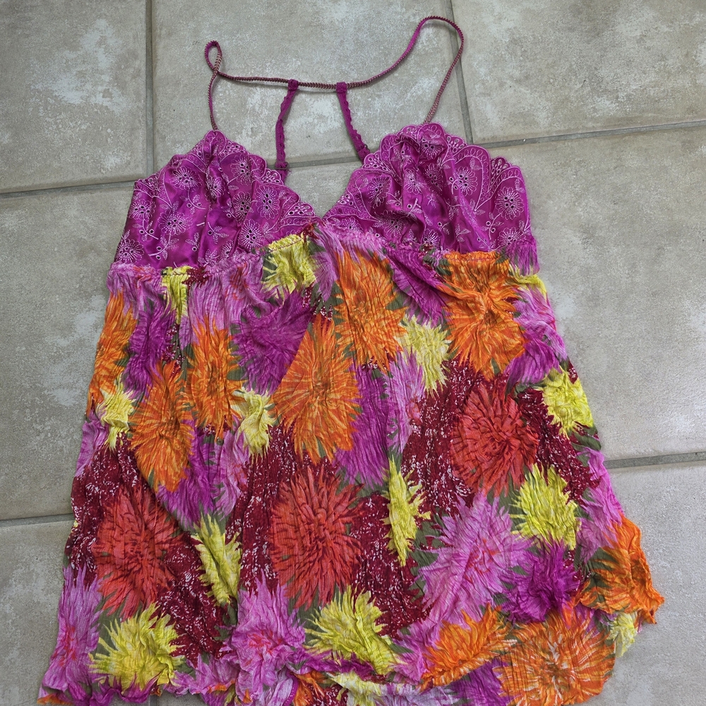 Free People Vibrant Floral Lace Tank Top